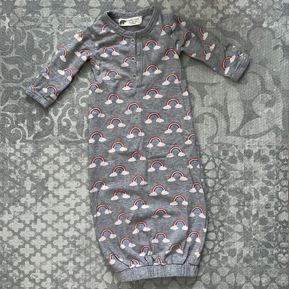 Monica + Andy Soft Touch Gown, 0-3 months, rainbow
